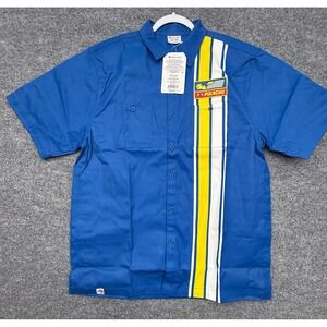 Pokemon Center Pikachu Racing Pit Crew Shirt Mens 2XL Blue Button Down NWT